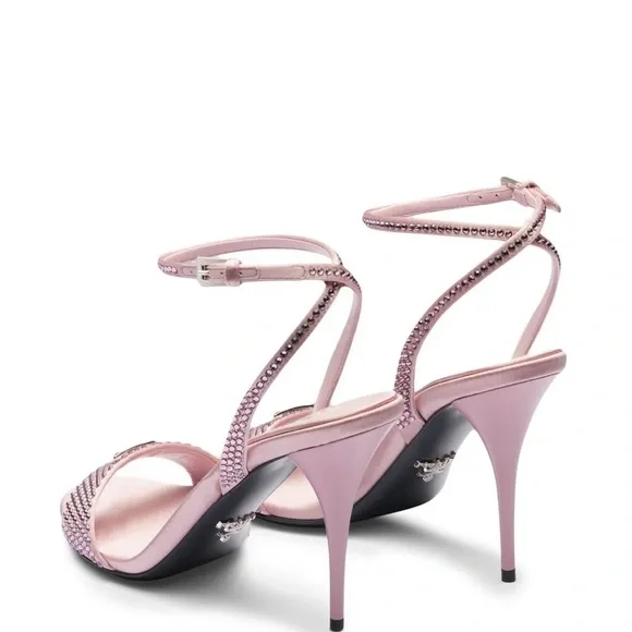 NIB Prada Crystal Embellished Satin Sandals - Picture 4 of 8